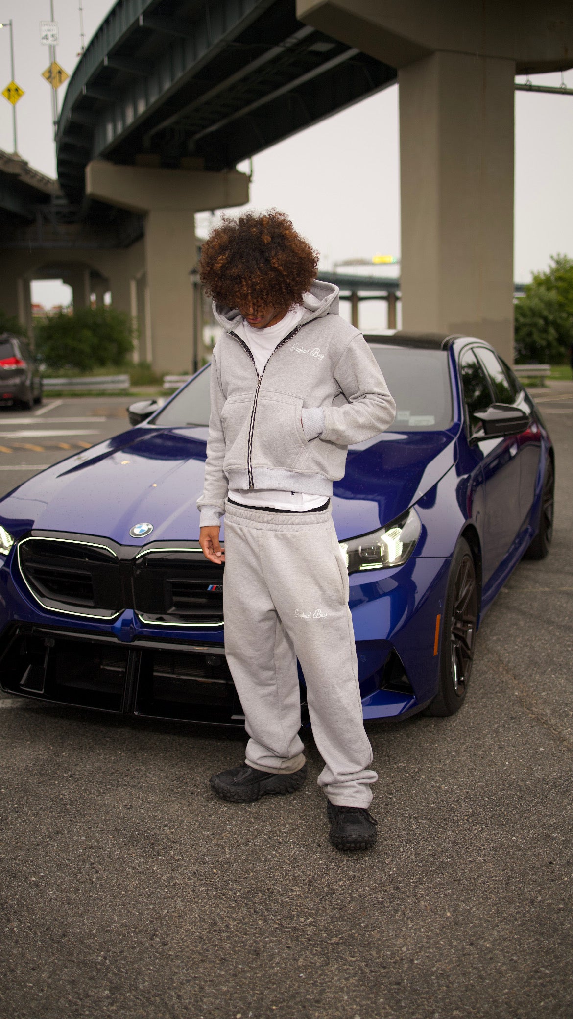 Grey Raphael Baez sweatsuit