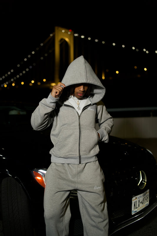 Grey Raphael Baez sweatsuit